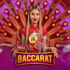 Mega Baccarat online game logo by Pragmatic Play on spin-bara-casino.gr